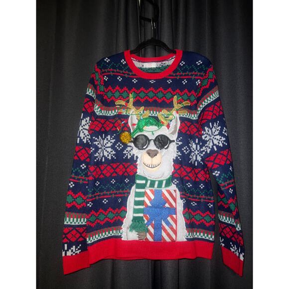 Ugly Christmas Sweater Xmas Size Medium Llama - Picture 1 of 3